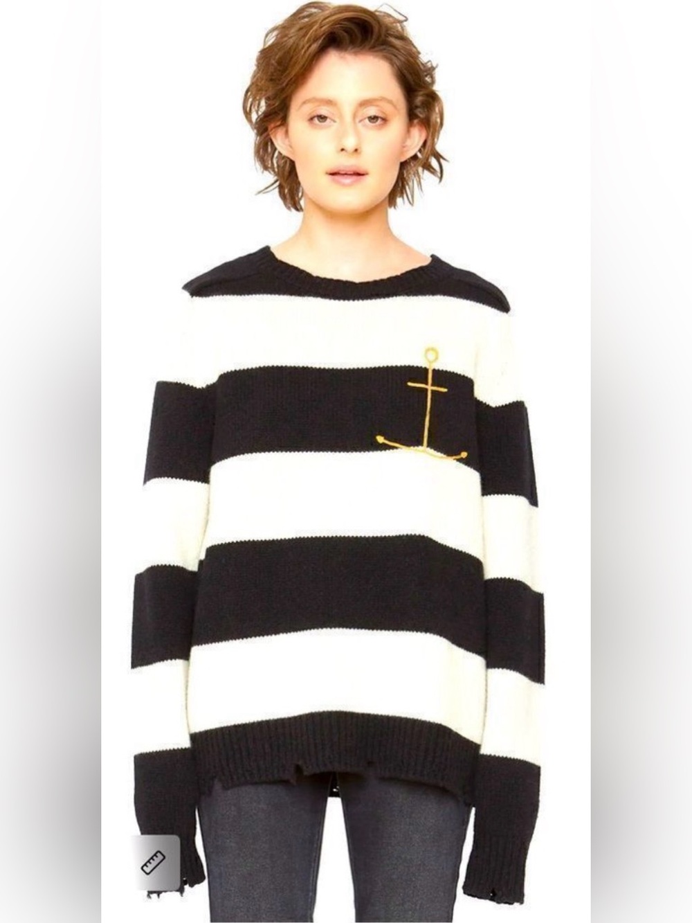 SANDRINE ROSE X FREE PEOPLE New Cashmere/Wool Striped Anchor Sweater - Medium